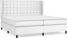 vidaXL fehér műbőr rugós ágy matraccal 200 x 200 cm