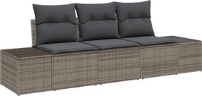 vidaXL Kerti Kanapé Szett tárolóval 3 pcs Szürke polirattan