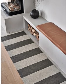 Antracitszürke-krémszínű kültéri-beltéri futószőnyeg 70x150 cm Bob Charcoal Linen – Pappelina