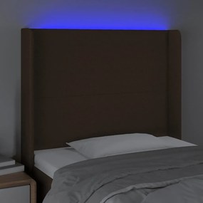 sötétbarna szövet LED-es fejtámla 93x16x118/128 cm