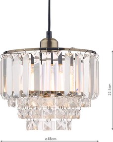 LAURA ASHLEY 3727733-Q VIENNA Kristály Függesztett Lámpa Antik Sárgaréz, Fehér E27 IP20