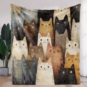 Takaró ágytakaró macskák macska puha cica kollázs art ajándék cica 150x200cm