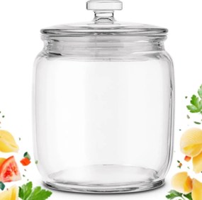 Üveg tároló 1,45 L-es tömítéssel élelmiszer keksz liszt tészta uborka