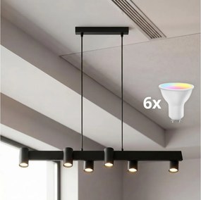 BRILAGI - LED RGBW dimmelhető, kábelen függesztett csillár SELE 6xGU10/6,5W/230V fekete