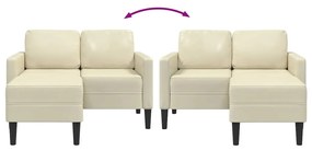 krémszínű műbőr 2 üléses kanapé L-alakú kanapéval 125 cm