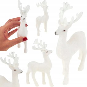 TG56927-1 Rénszarvas Flokkolt Dekoratív Fehér Velúr Figura Karácsonyi Dekoráció