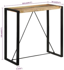 tömör újrahasznosított fa bárasztal 110x55x110 cm