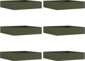vidaXL Fűszegélyezés 6 pcs Olajzöld 60 x 60 x 13 cm Acél
