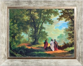 Út Az Emaushoz Szakrális Kép Fehér Díszített Keretben 30X40