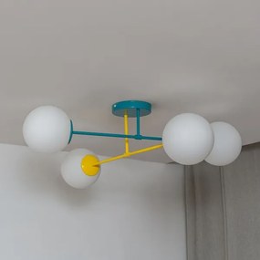 MOON felületre szerelhető csillár 4xE27/15W/230V türkiz/sárga