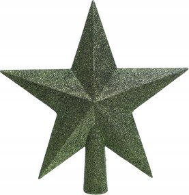 Spicc Karácsonyfadísz Csillag karácsonyfára Zöld csillámos 19cm