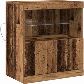 vidaXL LED tálaló LED -es lámpákkal Barna 60,5 x 37 x 67 cm Faanyag