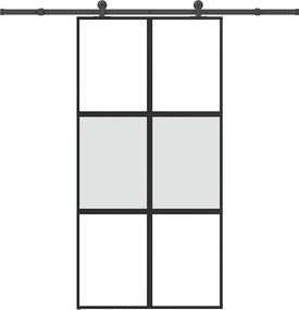 vidaXL tolóajtó vasalatokkal 102,5x205 cm edzett üveg&Alumínium