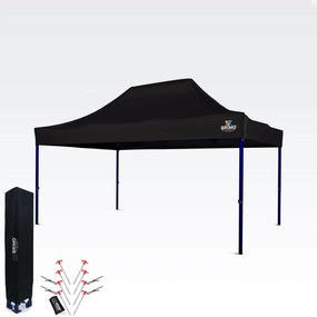 Kiállítási sátor 3x4,5m (45mm acél) | Gyors összeszerelés, hosszú élettartam - 3 oldalfal nélkül - Fekete