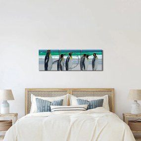 Kép - A Királyi pingvinek csoportja (órával) (90x30 cm)