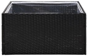 Fekete polyrattan kerti ültetőláda 80 x 80 x 40 cm