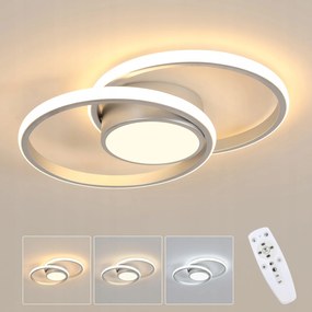 Lampa Sufitowa Led Wiszaca Srebro Nowoczesna Ćciemnialna Z Piloty 40W