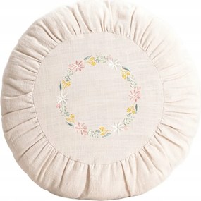Banf ecru pamut párna dekoratív hímzéssel 38cm Homla