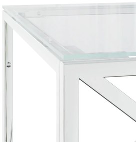 üveg és rozsdamentes acél dohányzóasztal 110x45x45 cm