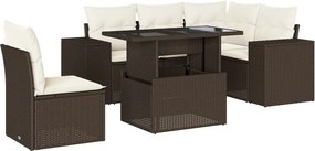 vidaXL 6 részes barna polyrattan kerti ülőgarnitúra párnával