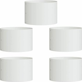 vidaXL Ültető gyűrű 5 pcs Fehér 30 x 30 x 20 cm Hidegen hengerelt acél