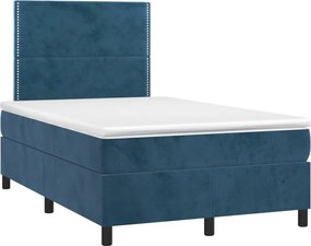 vidaXL sötétkék bársony rugós ágy matraccal 120x190 cm