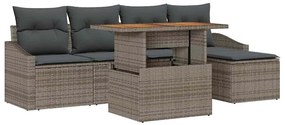 vidaXL Kert étkező szett párnával 6 pcs Szürke és Barna