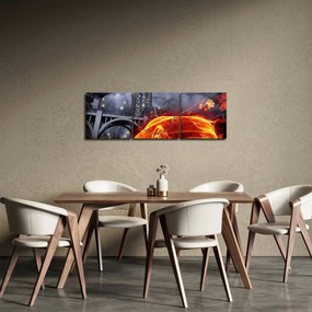 Lángoló autó képe (órával) (90x30 cm)