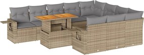 vidaXL 11 részes bézs polyrattan kerti ülőgarnitúra párnákkal