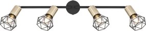 Globo 54802S-4AB Spotlámpa fém fekete- sárgaréz színben, fém drót búrával. HxSzxM: 600x80x205, fényforrás nélkül 4xE14 40W 230V