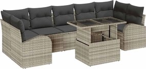 vidaXL Kerti Kanapé Szett párnával 8 pcs Világosszürke Poli rattan