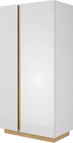 Szekrény, fehér/tölgy grandson/magasfényű fehér, CITY