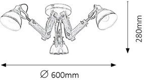 Rabalux 2724 - Csillár AKSEL 3xE14/15W/230V fekete