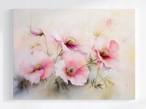 Vászonkép Canvas Akvarell Természet Rózsaszín Mezei Virágok Pipacsok 100x75
