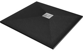Mexen Stone+ négyzet kompozit zuhanytálca 70 x 70 cm, Fekete - 44707070