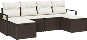 vidaXL Kanapé Szett párnával tárolóval 6 pcs Barna és Krém polirattan
