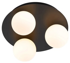 Modern fürdőszobai mennyezeti lámpa fekete 3 fényes - Cederic