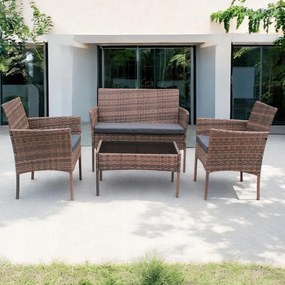Elegáns rattan kerti kanapé szett asztallal