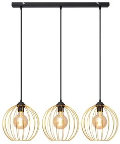 Csillár zsinóron MERCURE 3xE27/15W/230V arany/fekete