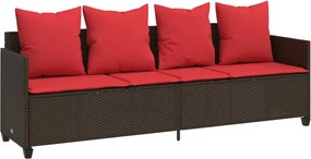 vidaXL barna polyrattan napozóágy párnával