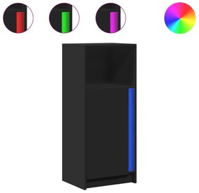 fekete szerelt fa tálalószekrény LED-del 42,5 x 34 x 100 cm