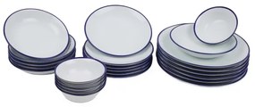 24 részes porcelán étkészlet, fehér/kék