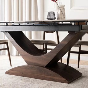 Bővíthető Márványhatású Kerámia Étkezőasztal Fehér/Dió Színben. ALICANTE 160-200 cm Belföldi Raktárból