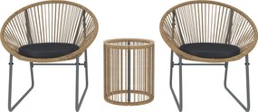 Outsunny 3 darabos kültéri kertibútor szett 2 székkel és üveg tetejű rattan asztallal párnákkal erkélyre, teraszra - Aosom