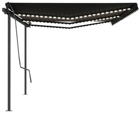 antracitszürke automata szélérzékelős és LED-es napellenző 6x3m