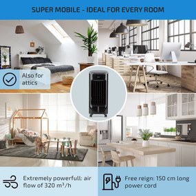 Coolster, léghűtő berendezés, ventilátor, ionizátor, 60 W, 320 m³/h , 4 literes tartály, fekete