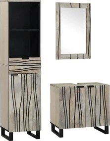 vidaXL Fürdőszoba bútor szett fiókkal polcokkal 3 pcs Fehér Faanyag