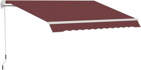 Outsunny Kihúzható Manuális Napernyő Állítható Dőlésszöggel Alumínium Vízálló Poliészter 3,5 x 2,5 m Piros | Aosom