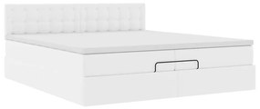 Ottomán ágykeret matraccal tiszta fehér 200x200cm műbőrrel