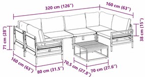 Kerti Kanapé Szett 7 pcs Antracit Acél